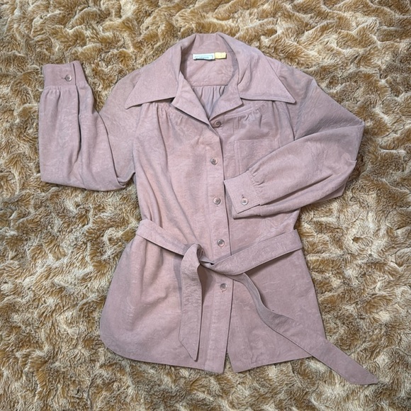 Campus Casual Vintage Pink Button-Up Blouse size S - Picture 6 of 11